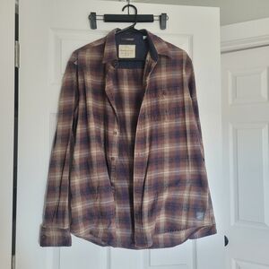 Weatherproof Vintage Blue and Brown Plaid Shirt